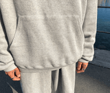 Tryess-TRY No. 3135 GRAY KNITTED HOODIE AND WIDE SWEATPANTS (TOP & BOTTOM)