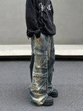 Tryess- Baggy Cargo Denim Pants