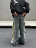 Tryess- Baggy Cargo Denim Pants