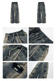 Tryess- Baggy Cargo Denim Pants