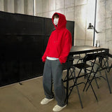 Tryess- Basic Drawstring Hooded Sweatshirt