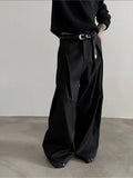 Tryess- Belt Loops Wide-Leg High-Waist Pants