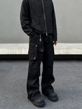 Tryess- Black Pockets Cargo Pants