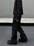 Tryess- Black Pockets Cargo Pants