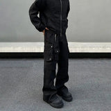 Tryess- Black Pockets Cargo Pants