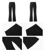 Tryess- Black Slim-Fit Flared Trousers