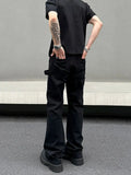 Tryess- Black Slim-fit Straight Jeans