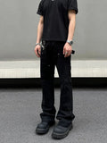 Tryess- Black Slim-fit Straight Jeans