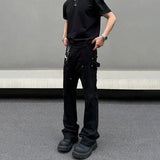 Tryess- Black Slim-fit Straight Jeans