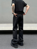 Tryess- Black Straight-leg Pants