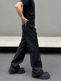 Tryess- Black Straight-leg Pants