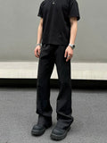 Tryess- Black Straight-leg Pants