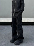 Tryess- Black Wide-Leg Cargo Pants