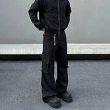 Tryess- Black Wide-Leg Cargo Pants