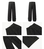 Tryess- Black Wide-Leg Denim Pants