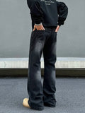 Tryess- Black and Gray Flared Wide Leg Jeans