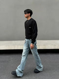 Tryess- Blue Cleanfit Flared Denim Pants