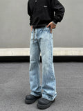 Tryess- Blue Vintage Straight-Leg Denim Pants