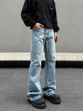 Tryess- Blue Vintage Straight-Leg Denim Pants