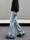 Tryess- Blue Vintage Straight-Leg Denim Pants