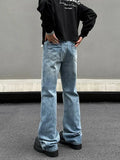 Tryess- Blue Vintage Straight-Leg Denim Pants