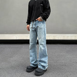 Tryess- Blue Vintage Straight-Leg Denim Pants