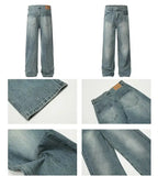 Tryess- Blue Wide-Leg Jeans