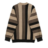 Tryess- Brown V Neck Striped Sweater