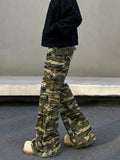 Tryess- Camo Cargo Wide-Leg Pants