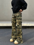 Tryess- Camo Cargo Wide-Leg Pants