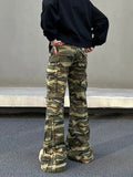 Tryess- Camo Cargo Wide-Leg Pants