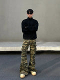 Tryess- Camo Cargo Wide-Leg Pants