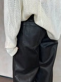 Tryess- Classic-fit Leather Pants