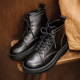 Tryess- Contrast Stitch Military Boots