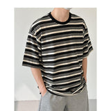 TRYESS-Classy Outfits Mens Fashion Casual Outfits Streetwear T-shirt Design Cotton Striped Breathable T-shirt