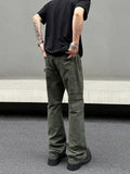 Tryess- Dark Green Straight-leg Jeans