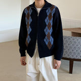 Tryess- Diamond Lattice Knit Cardigan