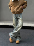 Tryess- Dirty Yellow Mud Denim Pants