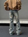 Tryess- Dirty Yellow Mud Denim Pants