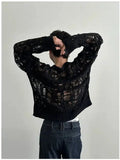 Tryess- Distressed Hollow Knit Sweater