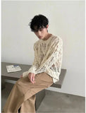 Tryess- Distressed Hollow Knit Sweater