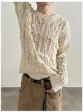 Tryess- Distressed Hollow Knit Sweater