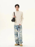 Tryess- Distressed Ripped Denim Pants