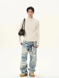 Tryess- Distressed Ripped Denim Pants