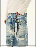 Tryess- Distressed Ripped Denim Pants