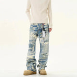 Tryess- Distressed Ripped Denim Pants