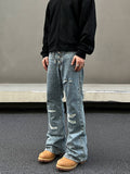 Tryess- Distressed Wide-Leg Denim Pants