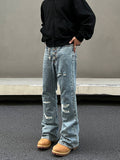 Tryess- Distressed Wide-Leg Denim Pants