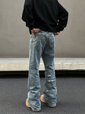 Tryess- Distressed Wide-Leg Denim Pants