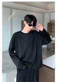 TRYESS-Classy Outfits Mens Fashion Casual Outfits Streetwear T-shirt Design Drapey Pleated Round Neck Bottoming Shirt